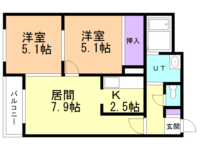 函館市人見町のマンションの間取り