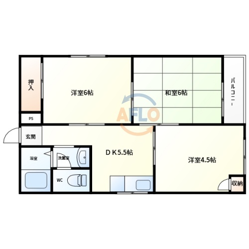 大阪市阿倍野区阪南町のマンションの間取り