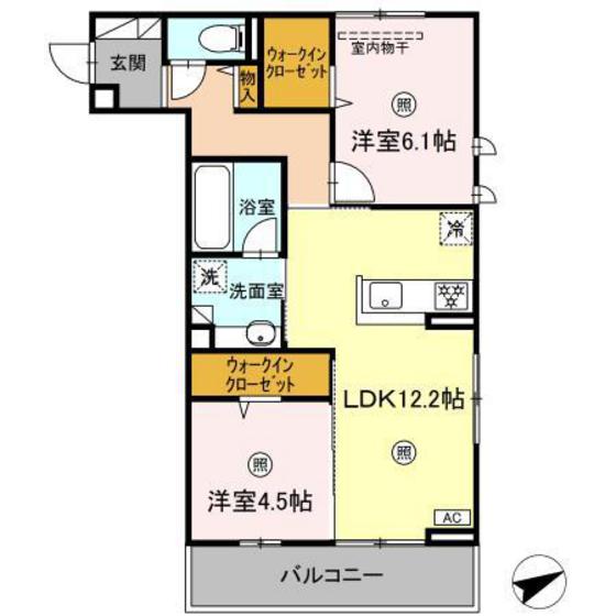 広島市安佐南区安東のアパートの間取り