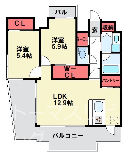 福岡市博多区住吉のマンションの間取り