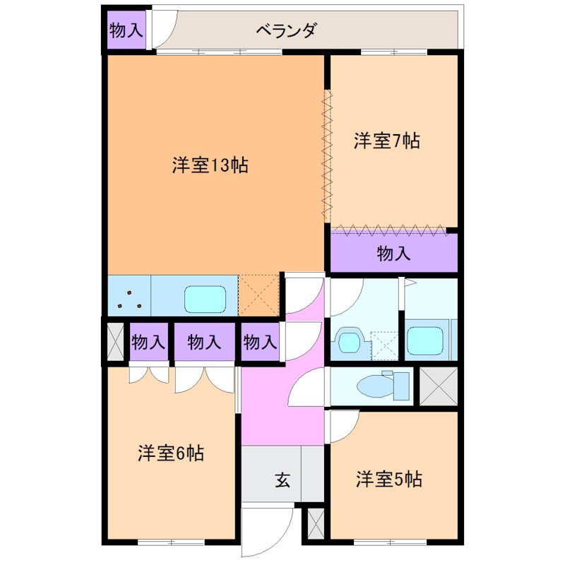 取手中央タウンF棟の間取り