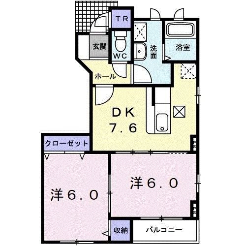 札幌市東区東雁来十四条のアパートの間取り