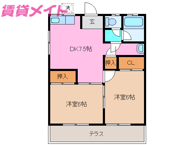 津市一志町高野のアパートの間取り