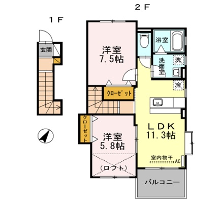 小松島市金磯町のアパートの間取り