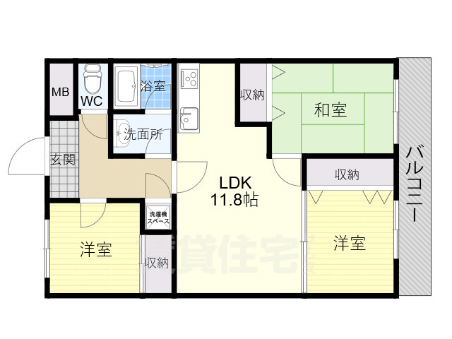 生駒市谷田町のマンションの間取り