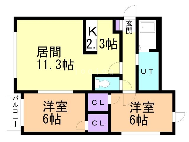 札幌市東区北二十二条東のアパートの間取り