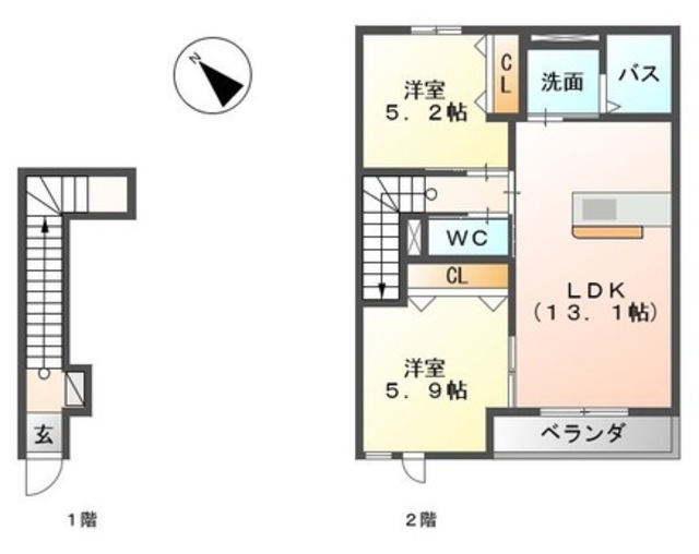 和歌山市松江のアパートの間取り