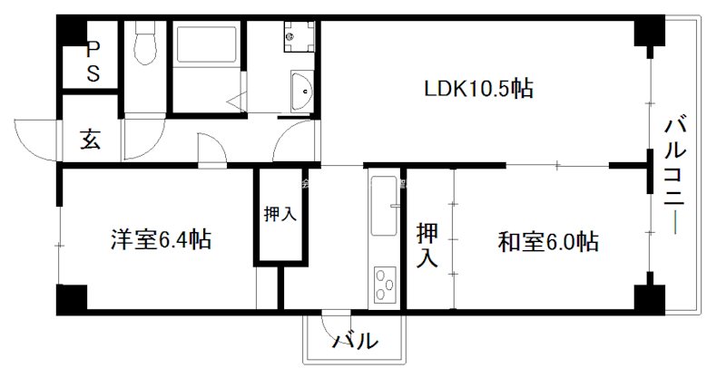 京都市北区上賀茂榊田町のマンションの間取り