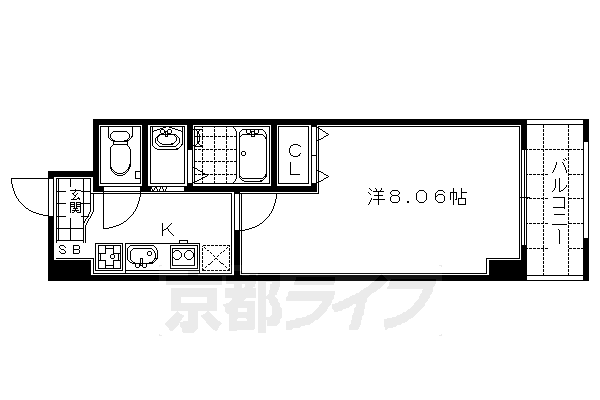 京都市下京区五条烏丸町のマンションの間取り