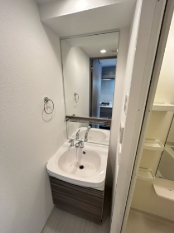 洗面設備　ゆったりとスペースのある洗面所