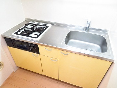キッチン　グリル付２口システムガスキッチン