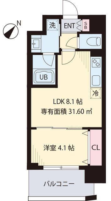 ブルーライン 関内駅 徒歩17分 8階建 築4年の間取り写真