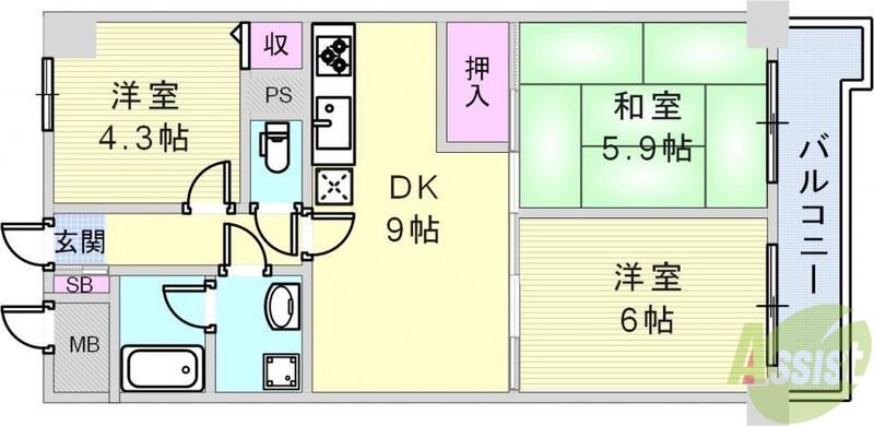 ライオンズマンション神戸明泉寺の間取り