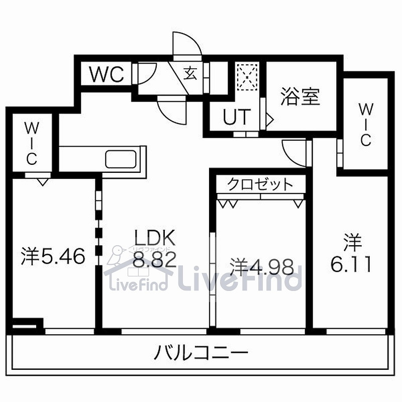 札幌市厚別区厚別中央四条のマンションの間取り
