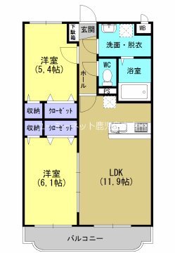 鹿児島市春山町のマンションの間取り