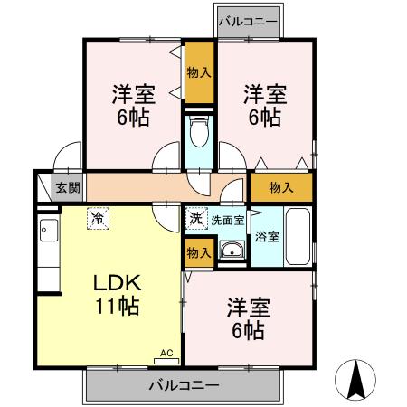 ウィルモア　B棟の間取り