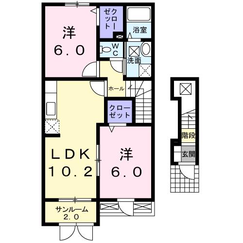 サザンアヴェニューＣの間取り