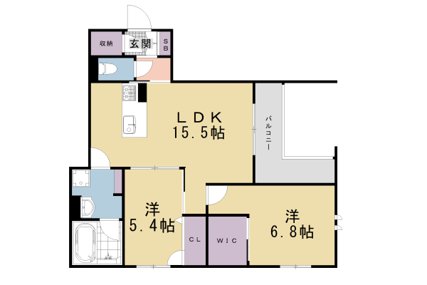 京都市南区西九条大国町のマンションの間取り