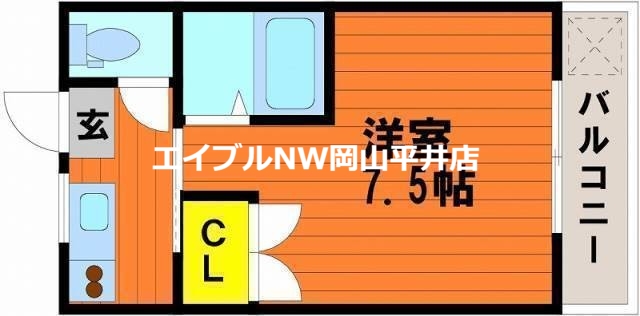 岡山市中区平井のマンションの間取り