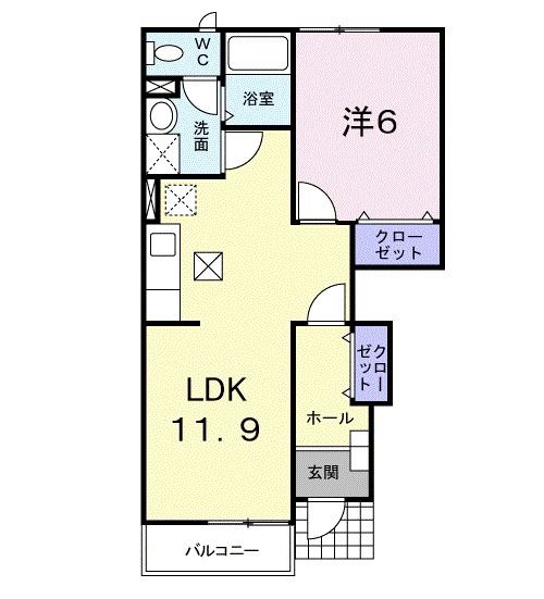 岩沼市土ケ崎のアパートの間取り