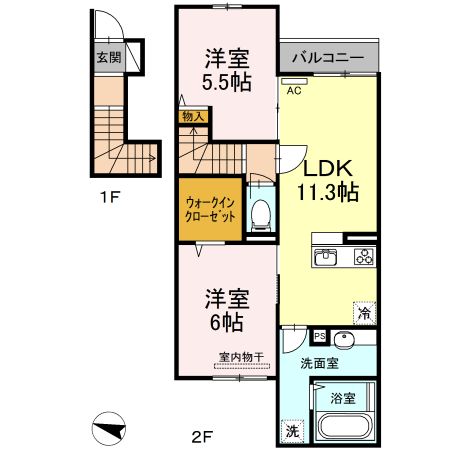 糸島市波多江駅北のアパートの間取り