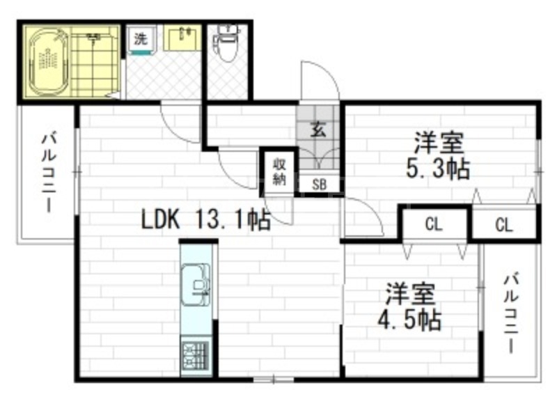 林寺アメニワハイツB棟の間取り