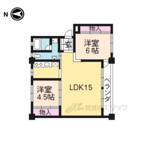 向日市寺戸町のマンションの間取り