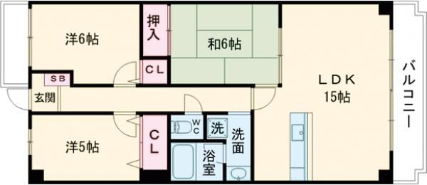 京都市右京区常盤山下町のマンションの間取り