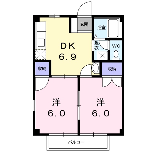 松江市比津町のアパートの間取り