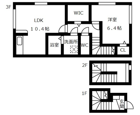 【山形市富の中のアパートの間取り】