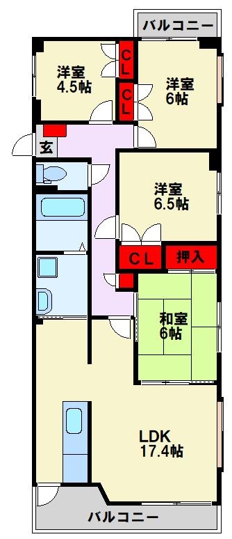 北九州市八幡東区諏訪のマンションの間取り