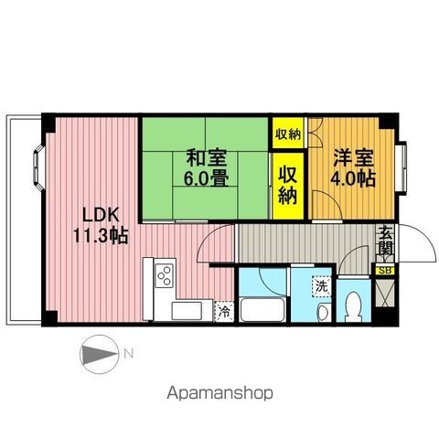 ＪＲ埼京線 武蔵浦和駅 徒歩14分 6階建 築38年の間取り写真