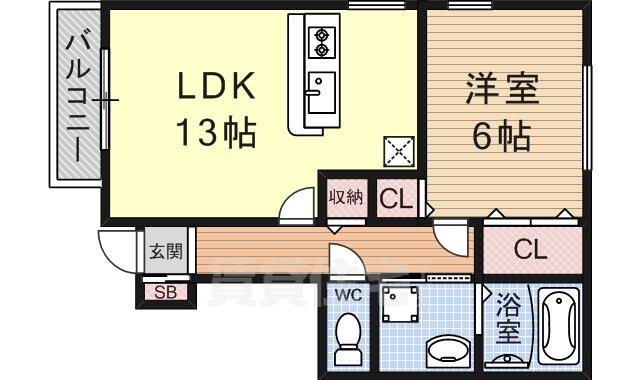 大津市若葉台のアパートの間取り