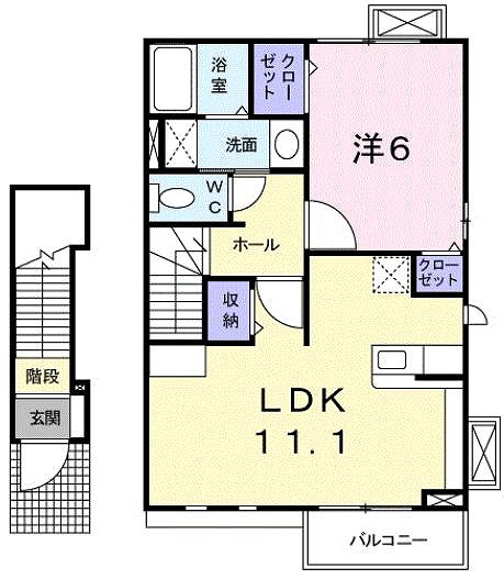 大竹市南栄のアパートの間取り