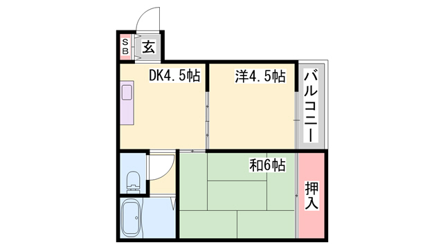 神戸市兵庫区下三条町のマンションの間取り