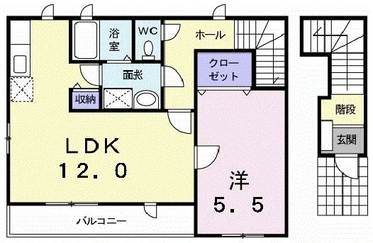 愛媛県新居浜市喜光地町１（アパート）の賃貸物件の間取り