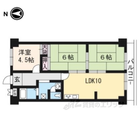 【京都市伏見区竹田久保町のマンションの間取り】