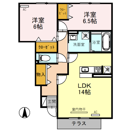 富山市下赤江町のアパートの間取り