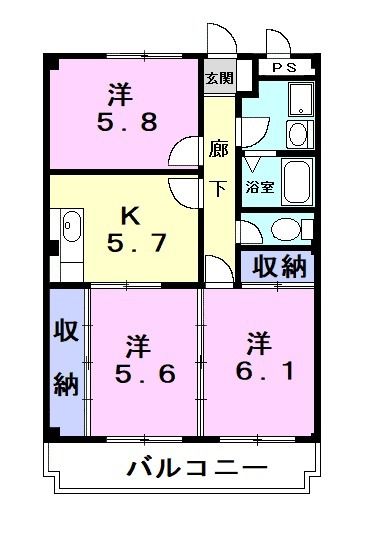 津島市唐臼町のマンションの間取り