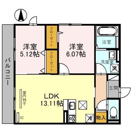 D-room天神　A棟の間取り