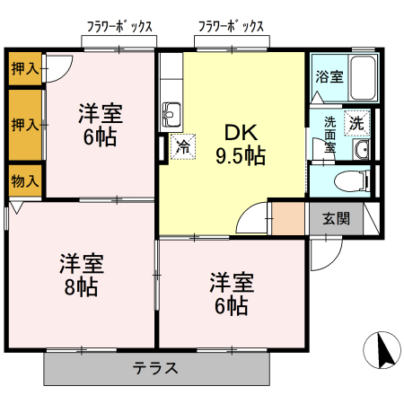 碧南市六軒町のアパートの間取り