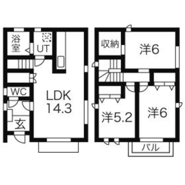 岐阜市北一色戸建賃貸Ｂ棟の間取り