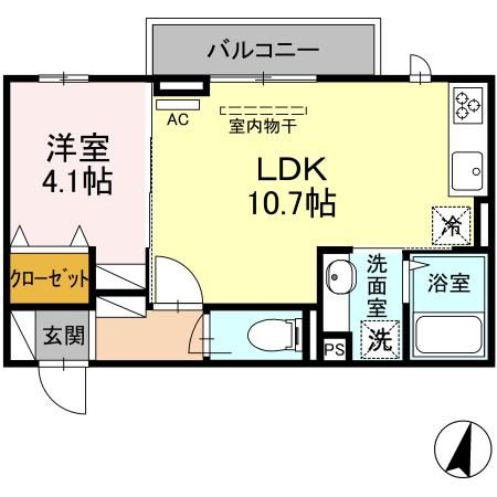 D-roomさんよう　A棟の間取り