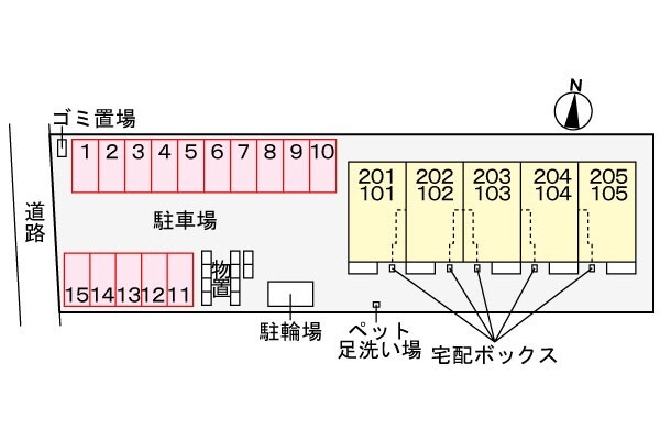 【ヴィラ　ハナブサ２番館の駐車場】