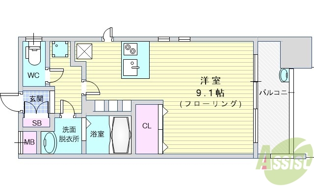 豊中市岡上の町のマンションの間取り