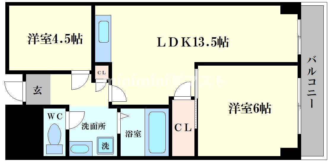 大阪市大正区鶴町のマンションの間取り