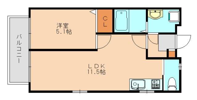 飯塚市伊川のアパートの間取り