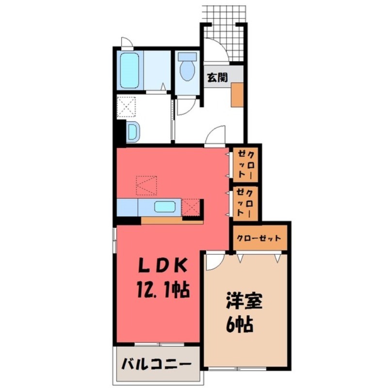 【真岡市長田のアパートの間取り】