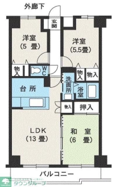 千葉市花見川区花園のマンションの間取り