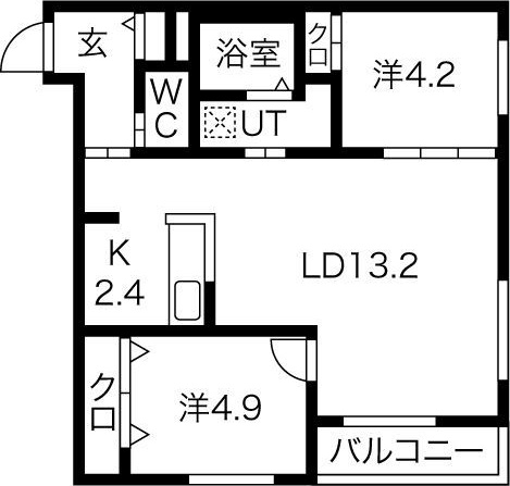 札幌市北区北三十六条西のマンションの間取り